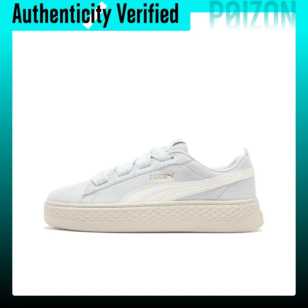 PUMA Smash Platform Skate Shoes Women's Low Top Silver/Warm White 404158-04