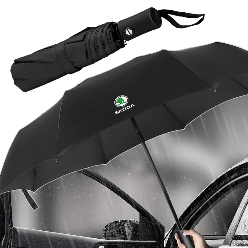 For Skoda Octavia MK2 MK 2 3 Fabia Karoq Superb Portable Folding Automatic Umbrella Rain Car Large Business 3Folding Umbrellas