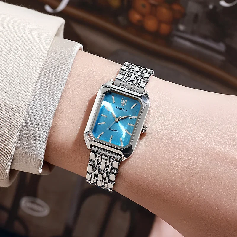 Luxury Rose Gold Stainless Steel Watches Female Classic Square Dial Quartz Watch Women Business Wristwatches Wrist Jewelry Reloj