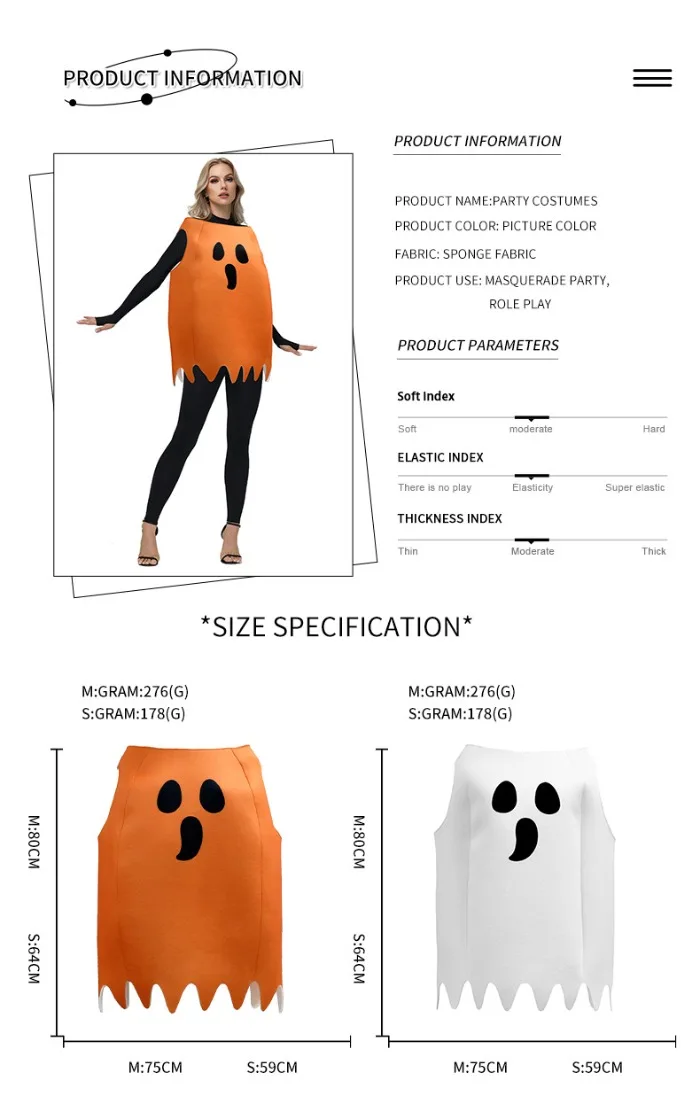 Забавный костюм призрака на Хэллоуин, комбинезон для взрослых и детей, костюмы для косплея, наряд, страшное сценическое представление, карнавальное праздничное платье