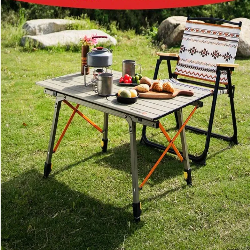 Aluminum Alloy Chicken Rolls Table, Outdoor Folding Square Table, Camping Furnishings, Portable Picnic Tables