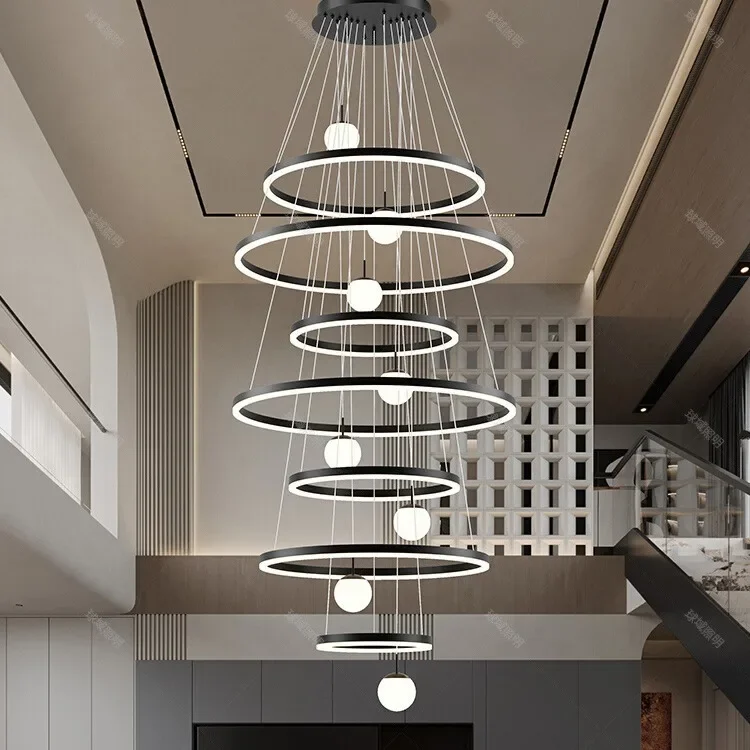 

Living room, chandelier, modern, simple, empty, villa, high, home