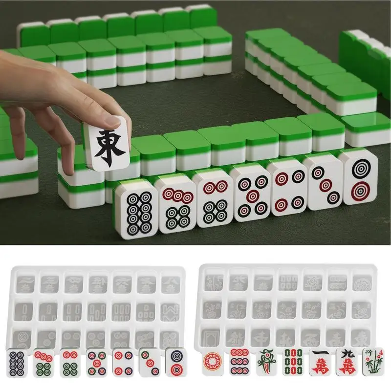 Mahjong Tile Mold Dominoes Casting Moulds Silicone Chinese Mahjong Mould Epoxy Resin Casting Molds For Chocolate Ice Tray