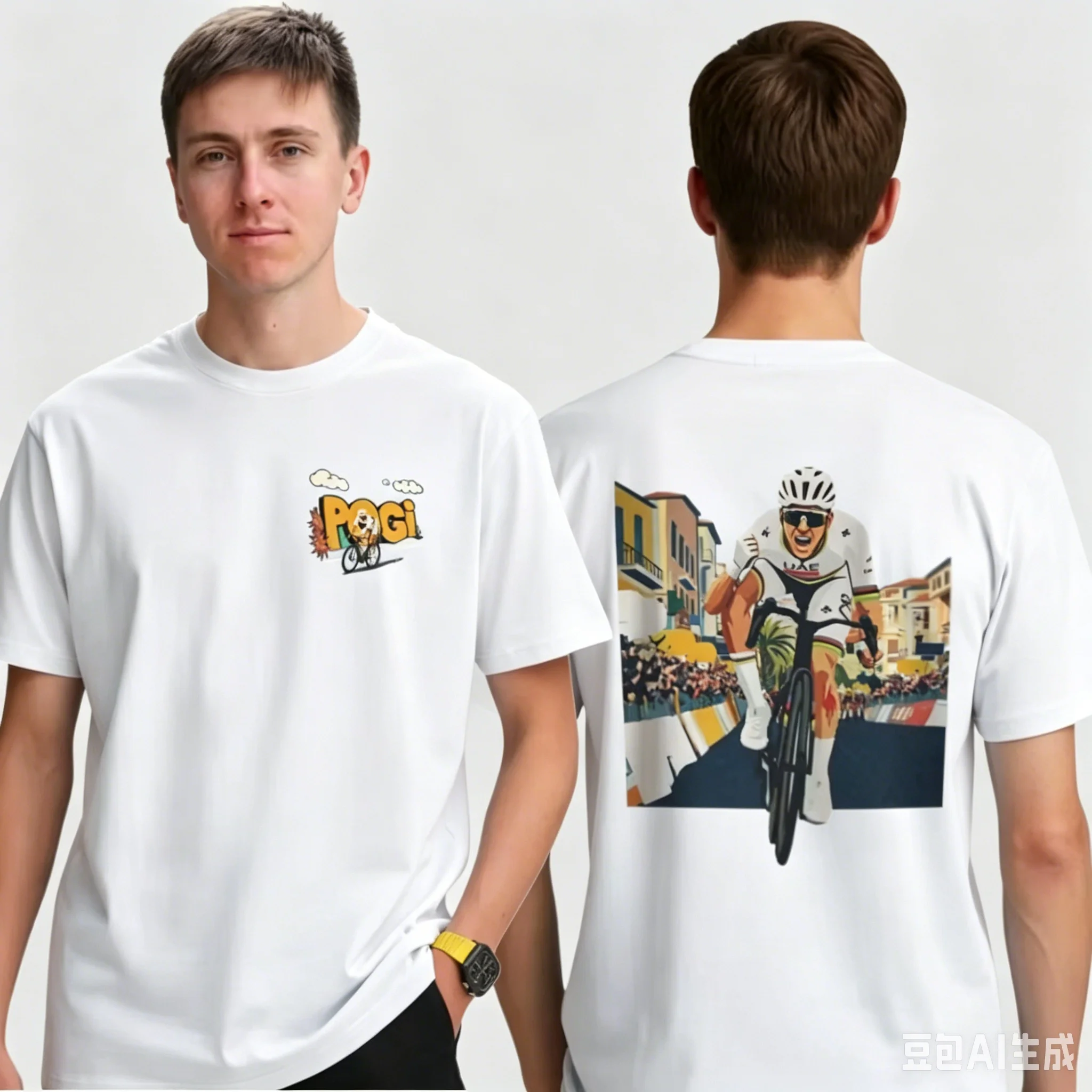 Front Back Double Print Town Road Cycling Sketch Graphic T-shirt Grunge Print Soft Cotton Short Sleeve Unisex Casual Daily Tee