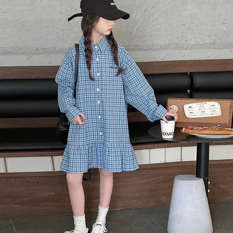 الخريف طفل فتاة فستان رسالة التطريز رفض طوق فتاة مراهقة فستان الأميرة موضة منقوشة 5-14Y فتاة فستان قطعة واحدة #3