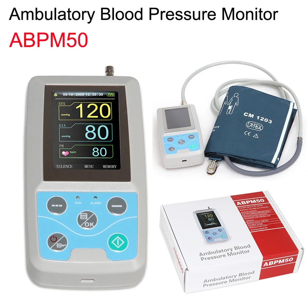 Blood Pressure Monitor ABPM50 24hour Ambulatory Handheld Patient Monitor NIBP Holter System with Adult NIBP Cuff PC Software