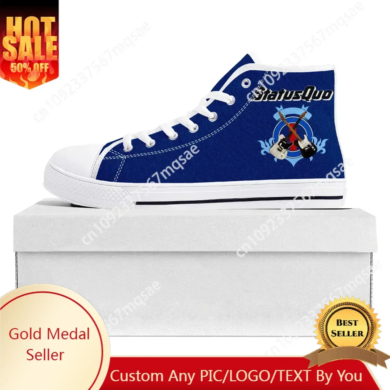 Status Quo Rock Band Fashion High Top High Quality Sneakers Mens Womens Teenager Canvas Sneaker Casual Couple Shoes Custom Shoe
