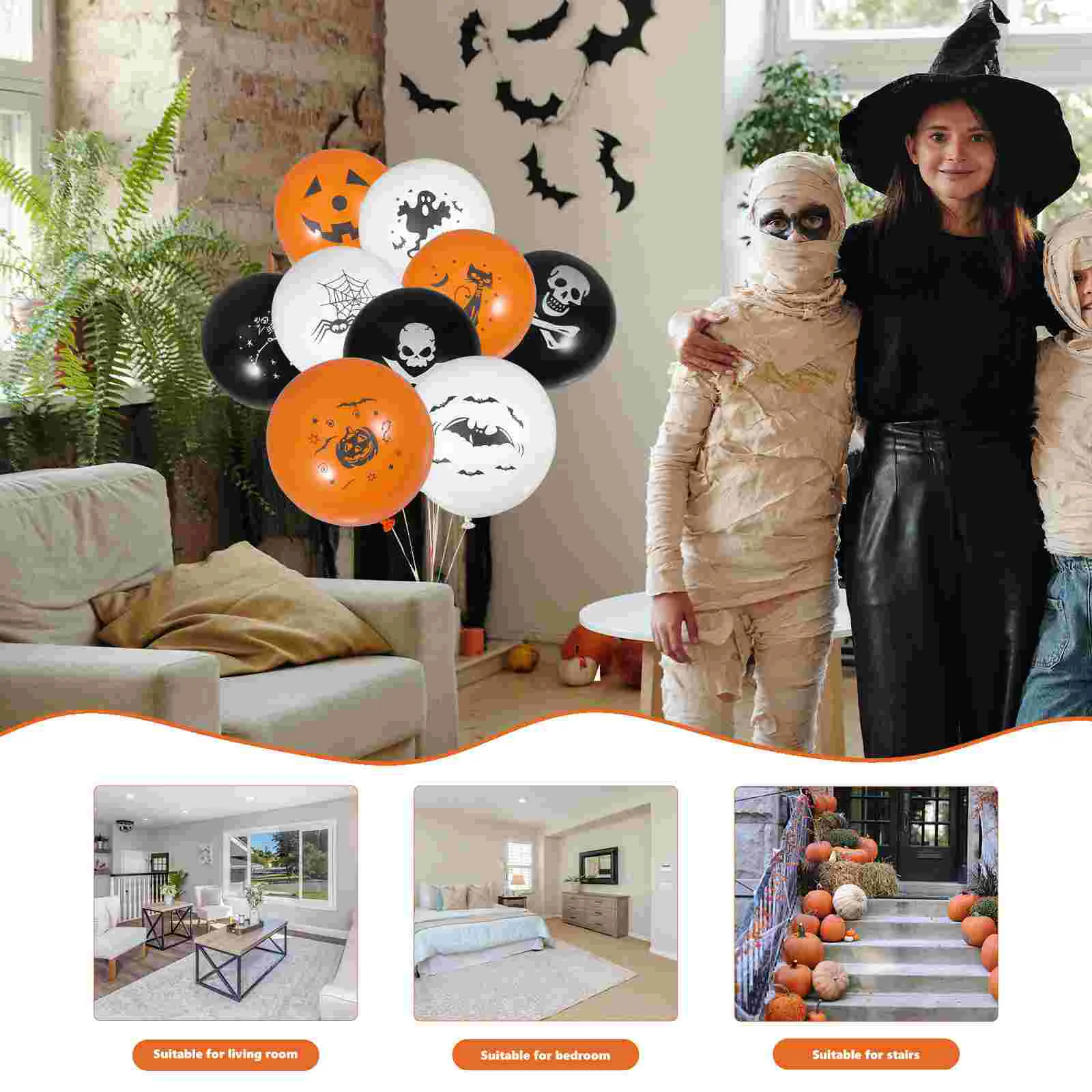 100 Pcs Halloween Party Decorations for School Office Balloon 12 Inch Latex Adults Decorative Community Kids