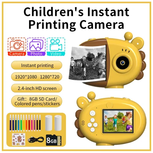 Imagen 2 del producto Cámara de impresión instantánea a presión para niños, cámaras de impresión creativas digitales portátiles para niños y niñas, regalo de cumpleaños para niños