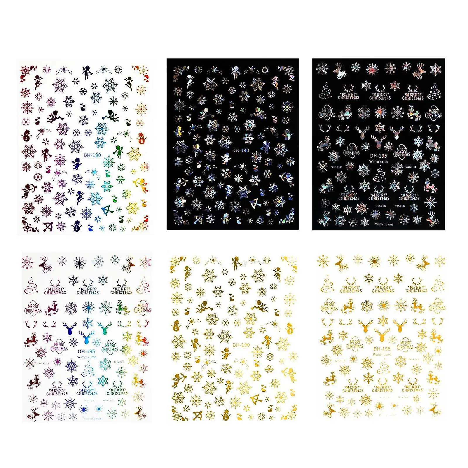 Christmas Sticker for Women DIY Stickers Decals Snowflakes Manicure Decoration Nails Accessories,1 Sheet