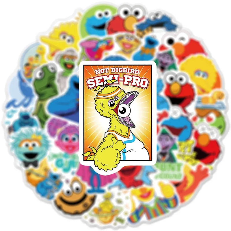 50PCS Sesame Street DIY Cartoon Stickers Phone Trunk Refrigerator Waterproof Anime Stickers Anime Figure Image Toys Sticker Gift