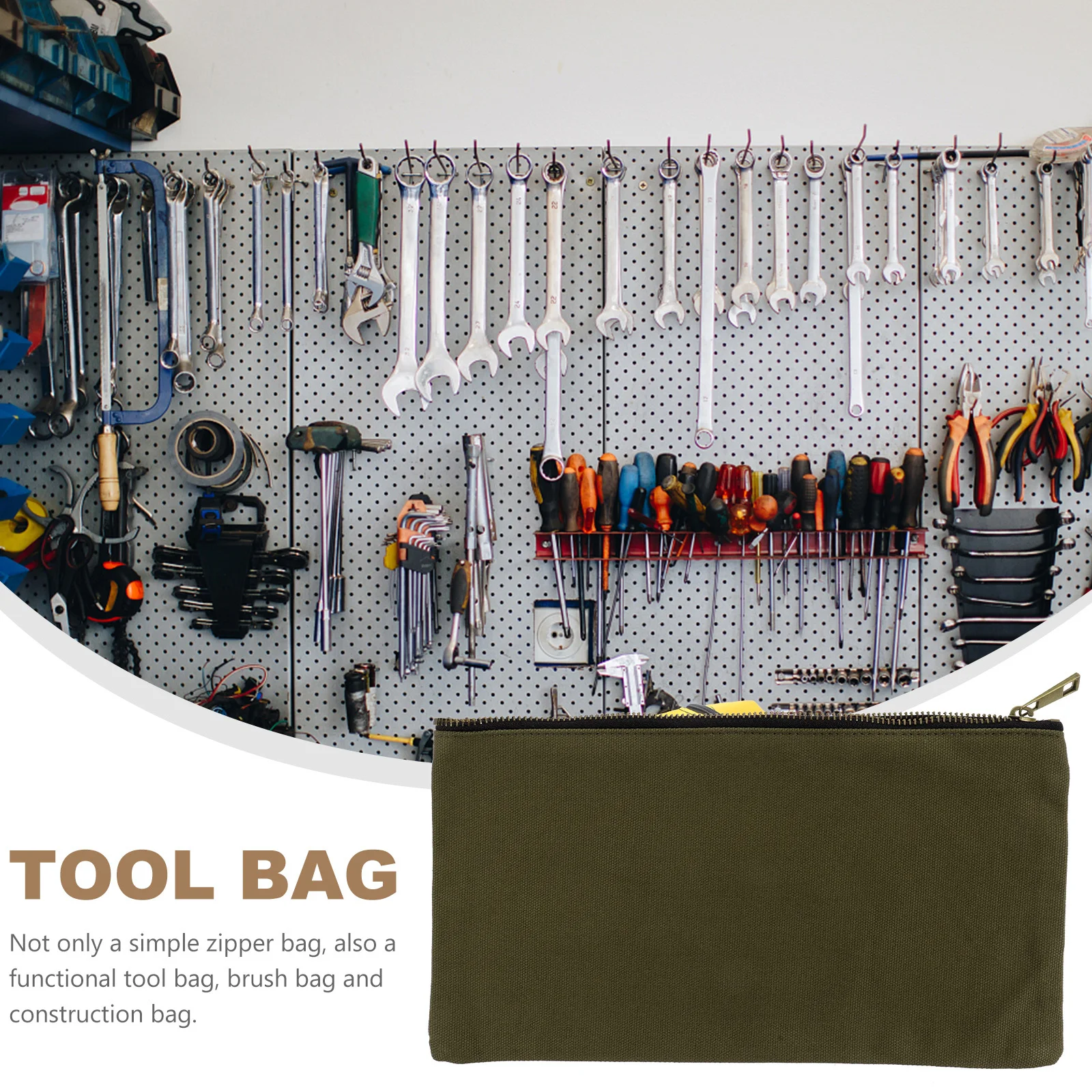 

Small Canvas Tool Pouch Multipurpose Zipper Storage Bag Heavy Duty Electrician Tool Organizer Utility Bag for Craftsmen