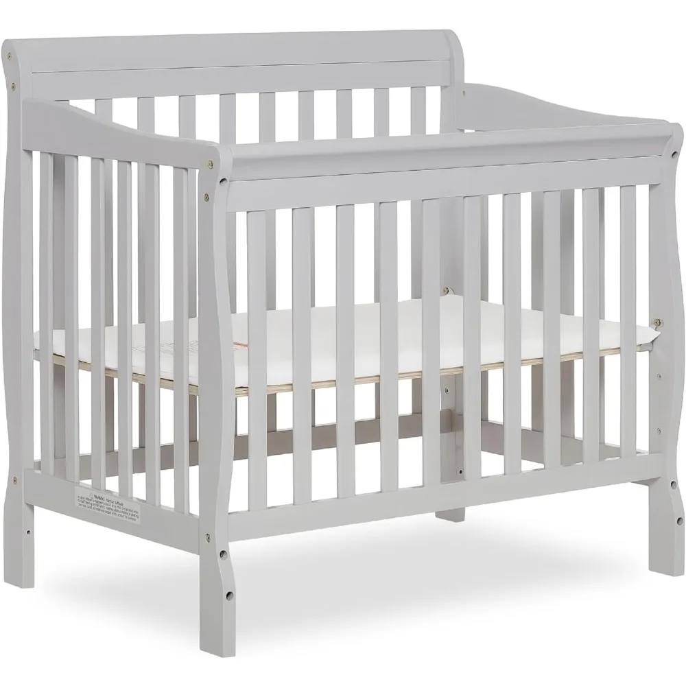 

Mini Crib In Grey, Greenguard Gold Certified, Non-Toxic Finish, New Zealand Pinewood, With 3 Mattress Height Settings