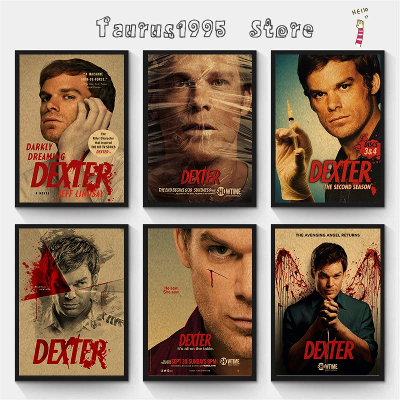 Dexter Michael C.Hall Classic TV Poster Kraft Paper Vintage Poster Wall Art Painting Study Aesthetic Small Size Wall Stickers