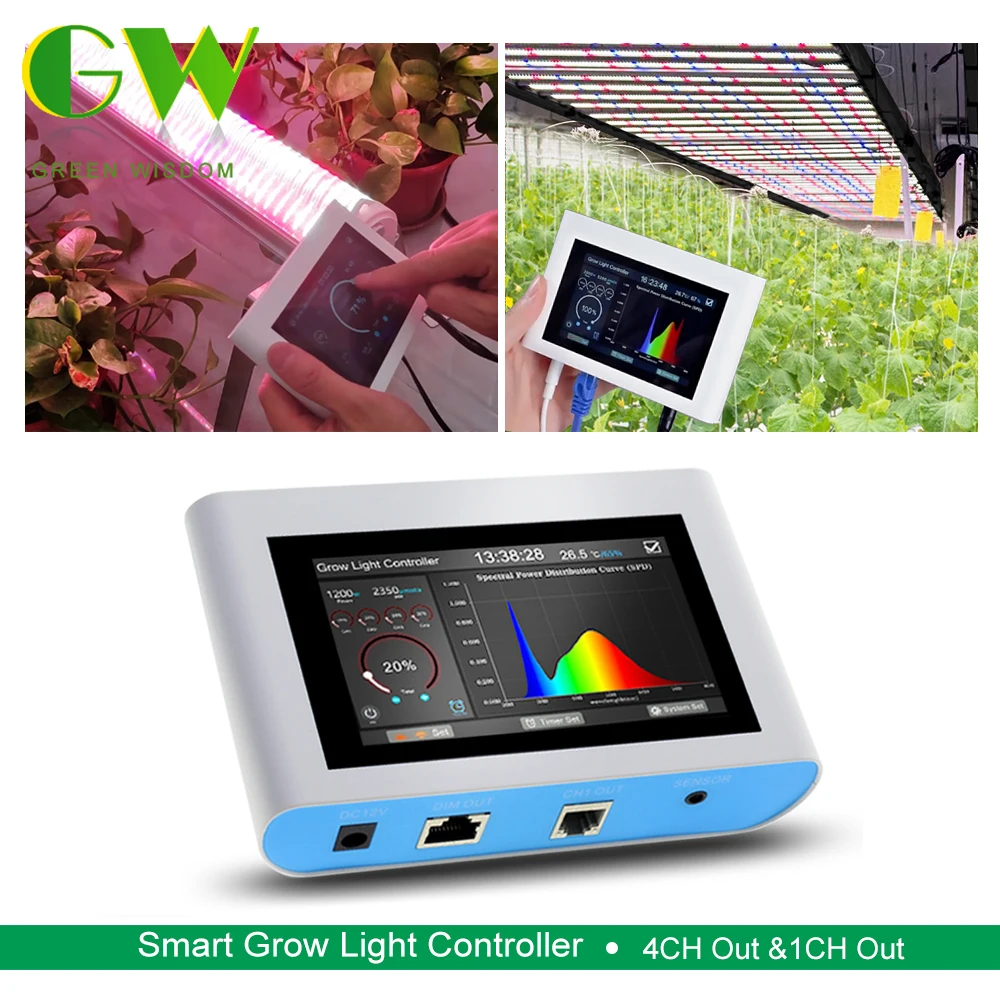 

4,3-дюймовый сенсорный экран, 4-канальный выход и 1-канальный прибор для спектрального контроля состояния почвы и интеллектуальный контроллер освещения качества воздуха