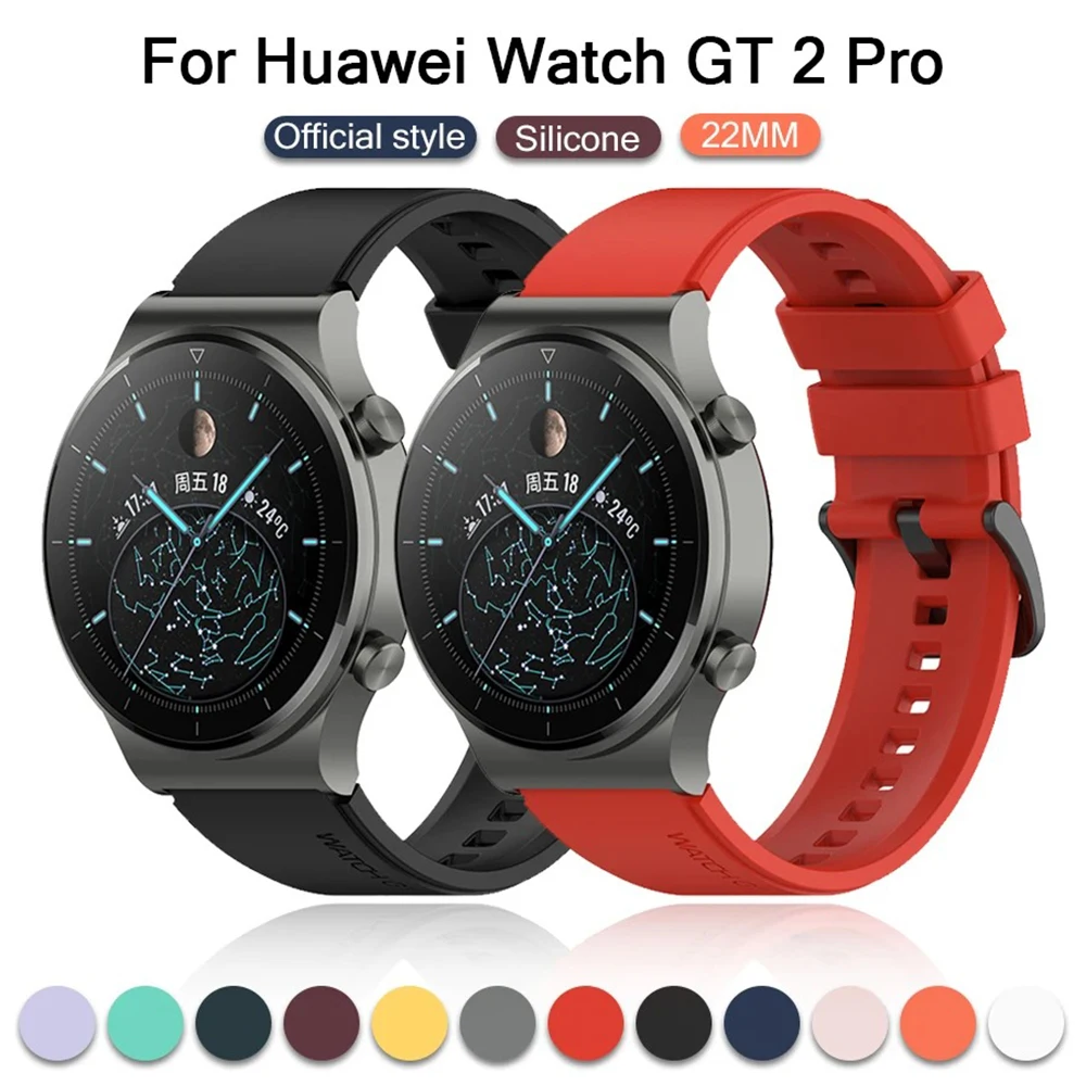 22mm Official Silicone Band For Huawei Watch GT 2 3 Pro Straps Original Watchband For Huawei GT2 GT3 GT4 Pro 46mm Wrist Bracelet