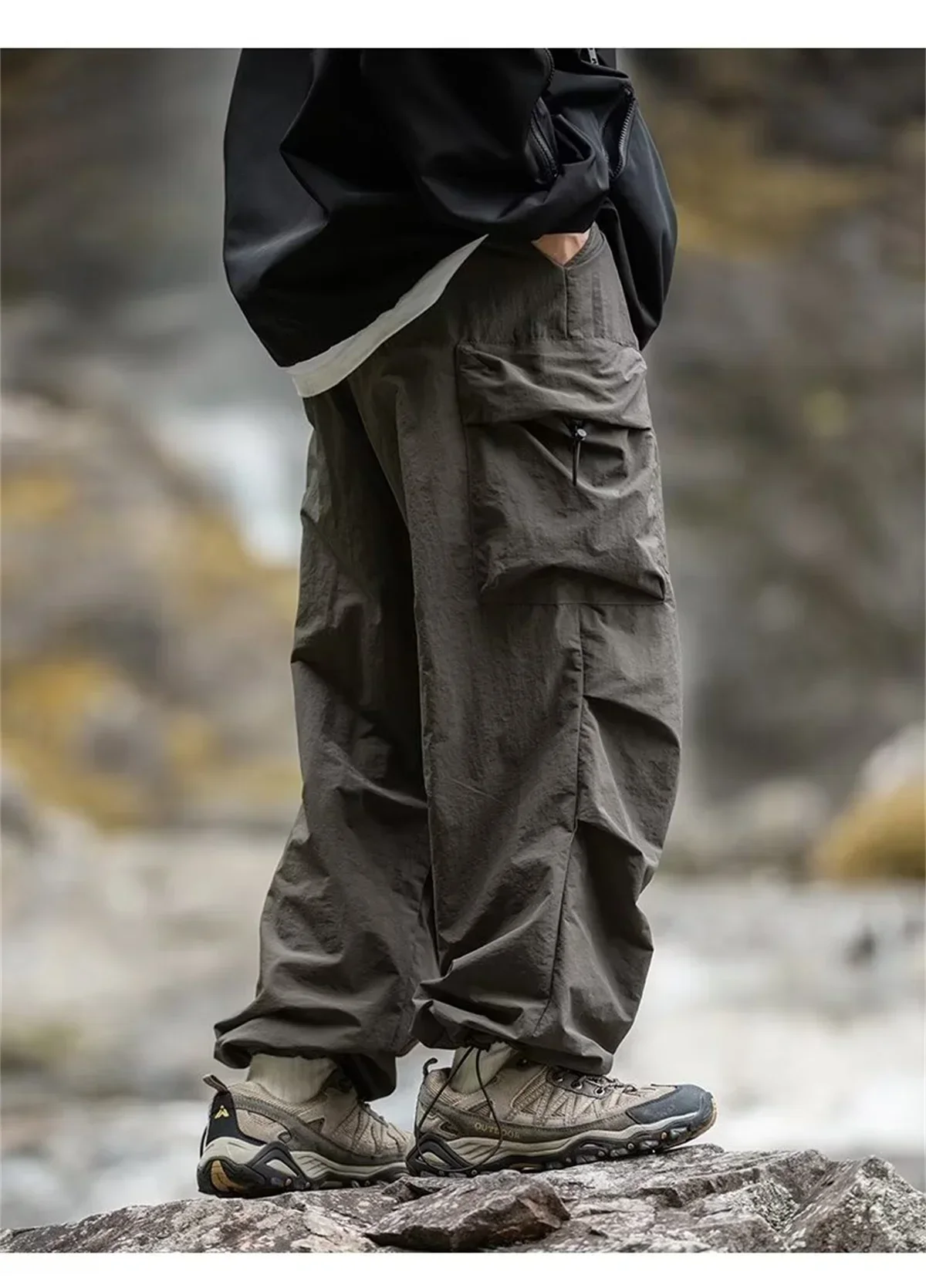 Herren-Hose mit offenem Schritt, verstecktem Reißverschluss, mehreren Taschen, Kordelzug, im Safari-Stil, für Outdoor-Aktivitäten, mit leicht verstecktem Reißverschluss, Schrittloshose. – Detail 8