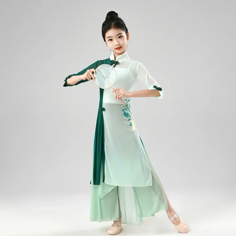 

Children's Classical Dance Dress Practice Dress Chinese Style Performance Dress Ancient Style Dance Elegant Performance Dresses