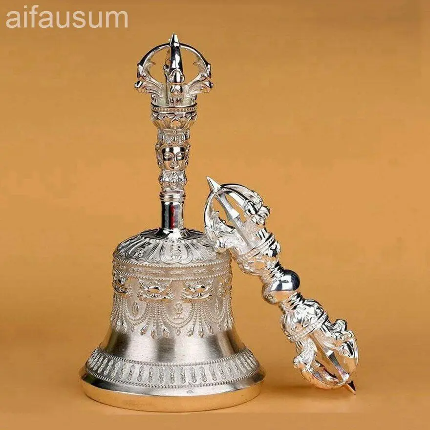 925 sterling silver Palladium plated nine-pronged vajra bell Handbells gokorei gokosho Five-pronged vajra bell