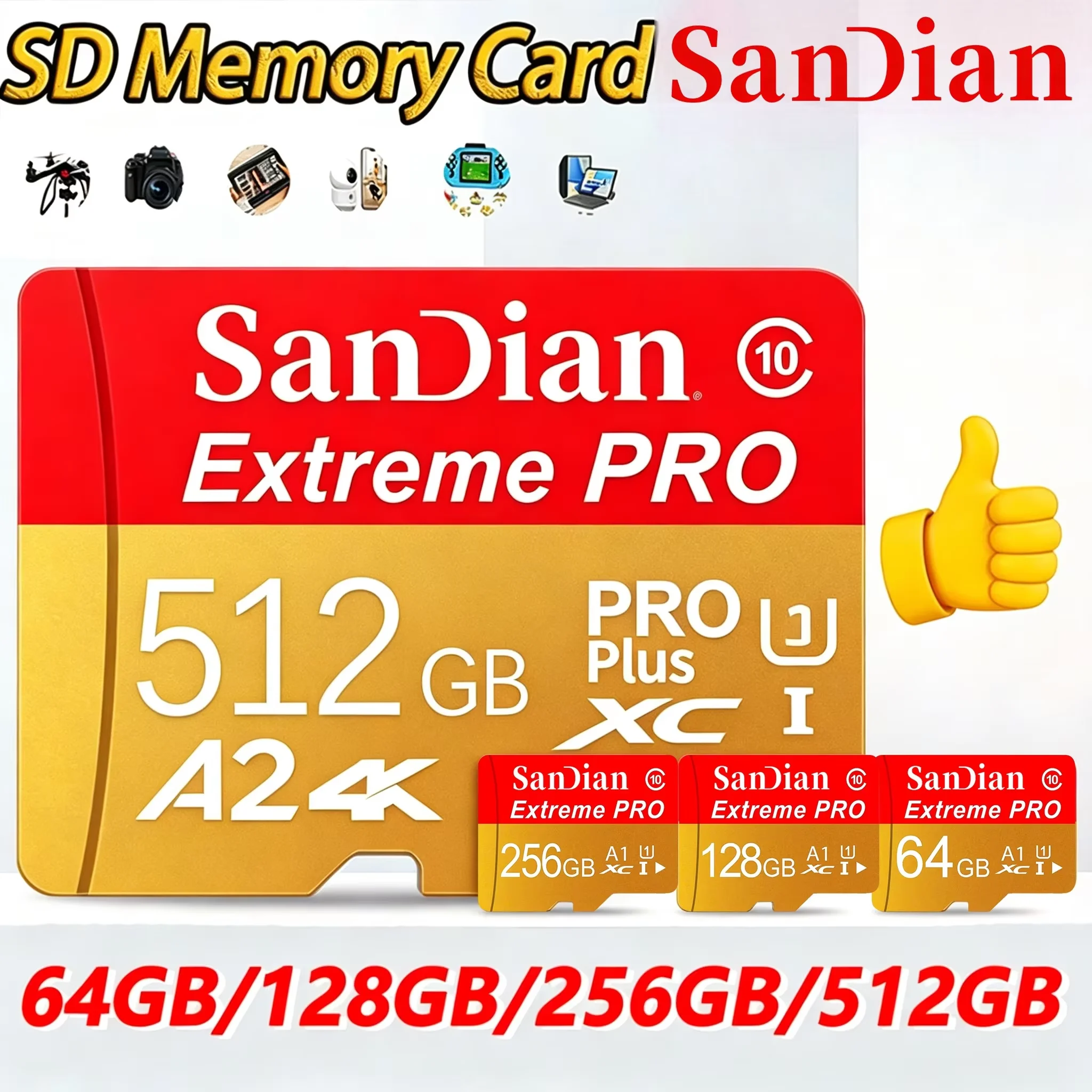 Quick Transfer Durable Memory Card and Micro SD Card SD Cards TF Cards 32GB / 64GB / 256GB / 512GB/ 1TB for Security Camera CCTV