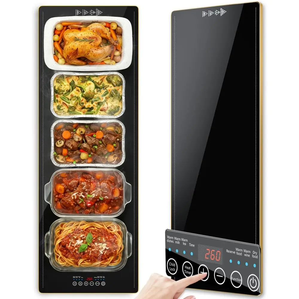 

XXL 40"x 14" Electric Warming Trays for Buffets Party, Electric Warming Tray with Touch Screen, 24H Timer & 9-Level Temp, Food W