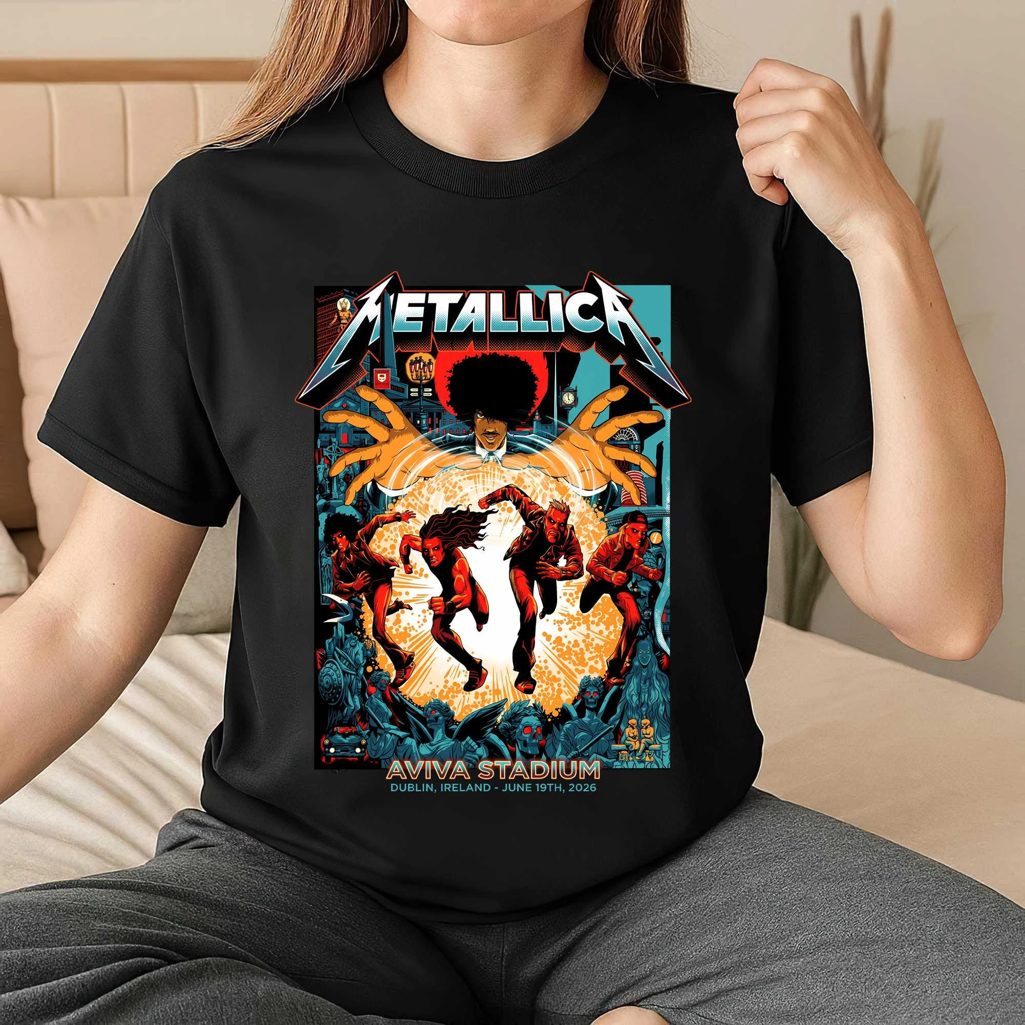 Retro Metallica Dublin 2026 Aviva Stadium Concert Tee M72 World Tour Night 1 Heavy Metal Gra Men Women Cotton Street Wear Y2K