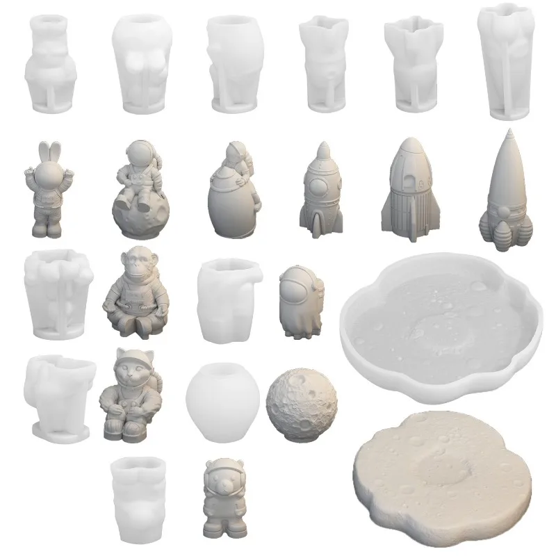 3D Space Astronaut Silicone Candle Molds Handmade Aerospace Themed Plaster Crafts Resin Cement Mold Home Art Casting Tools