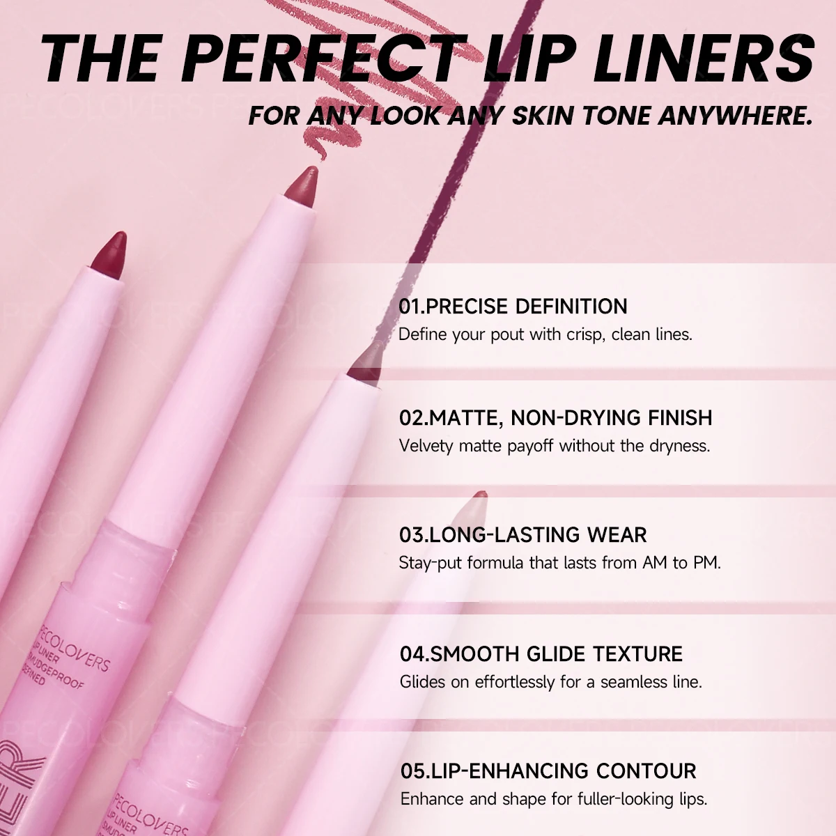 1PC นู๊ดลิปไลเนอร์ลิปสติกปากกา,เนื้อแมท,ไม่ติดถ้วย,สีสันสดใส,แต่งหน้าที่เหมาะกับการเดินทางสำหรับผู้หญิง