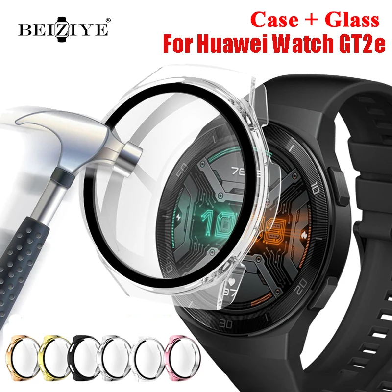 Verre et étui pour Huawei Watch GT2e, protection d'écran, cadre de couverture de pare-chocs, étuis élaborées, accessoires, Guatemala, 256