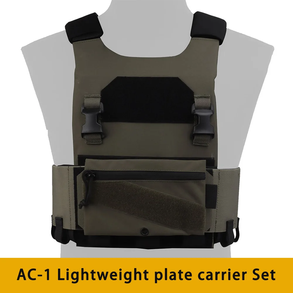 Tactical Lightweight Plate Carrier AC-1 Set with Candy Pouch Elastic Magazine Bag Low-profile Minimalist Hunting Vest Airsoft