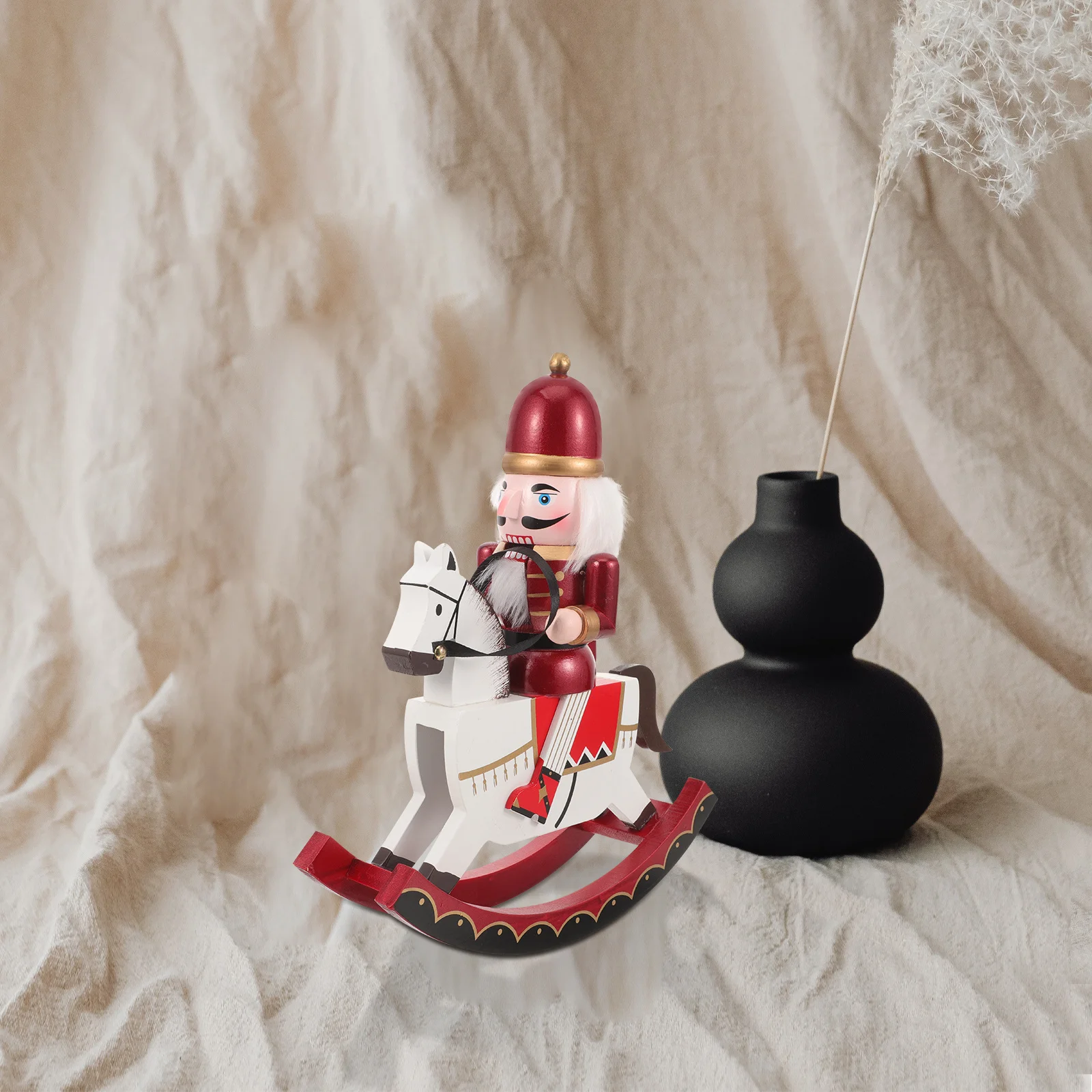 

Wooden Nutcracker Christmas Decoration Horse Nutcracker Soldier Compact Size Desktop Xmas Table Ornament Festive Home Ornament