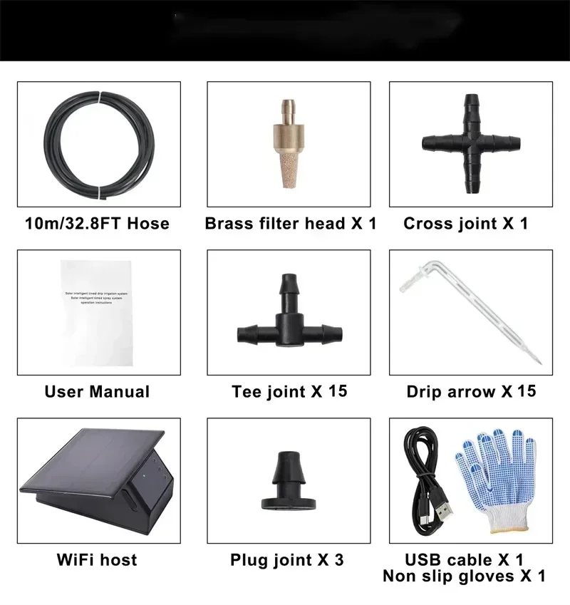 Tuya WiFi Solar Power Druppelbevloeiingssysteem Automatische Timerpomp Tuinbewateringsset 10/15 Koppen
