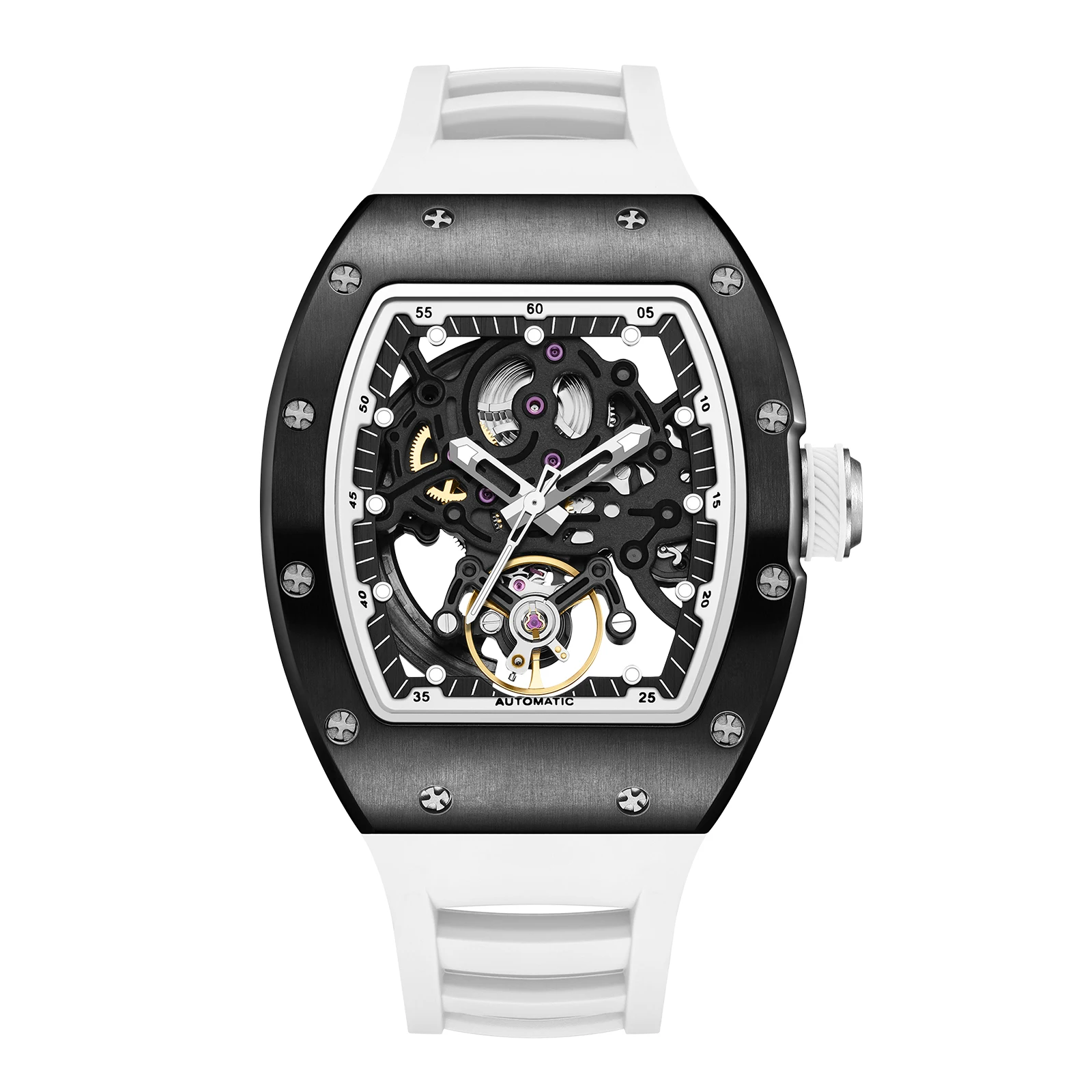 Fully Automatic Mechanical Watch Business Watch 30M Waterproof Hollow Skeleton Tourbillon Stainless Steel Mechanical Watch Gift