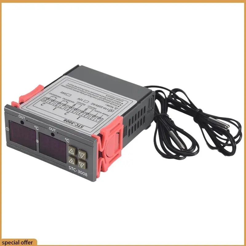 A68Z Termostato Digital Controlador de Temperatura STC-3008 Termómetro Sensor Higrómetro 12V 24V 220V