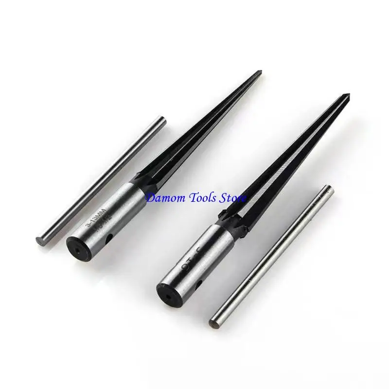 57BE Taper Reamer Tool Round/Hexagonal Shank Accurate Hole Drilling Chamfer Reaming Tool with T-Handle for Wood Metalworking