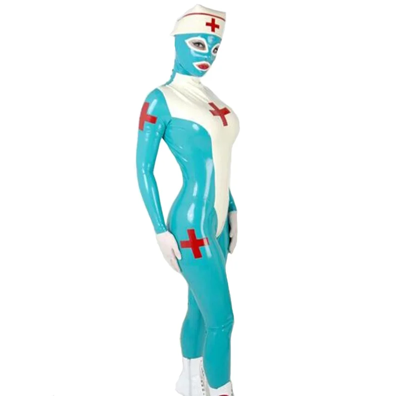 

100% Latex Catsuit Rubber Sport Fitness Masquerade Hood Fiesth Anzug Damen Gummi Cosplay Bodysuit 0.4mm Customizable Jumpsuit