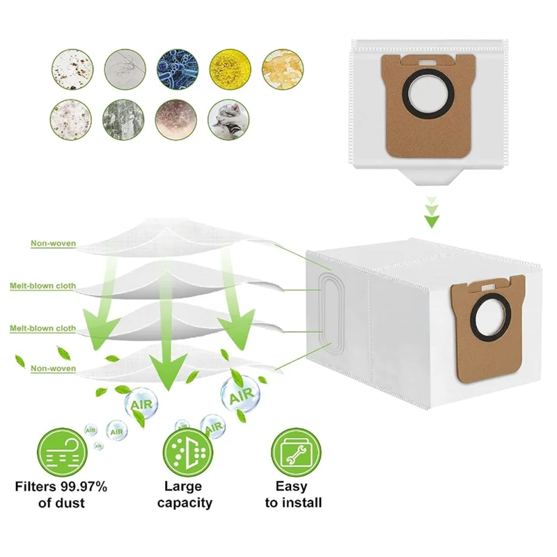 ABUS-حزمة مكونة من 22 كيسًا كبيرًا سعة 3 لترًا لكاميرا Dreame L10s Ultra / S10 Pro / L20 Ultra Robot Vacuum قاعدة تفريغ ذاتية