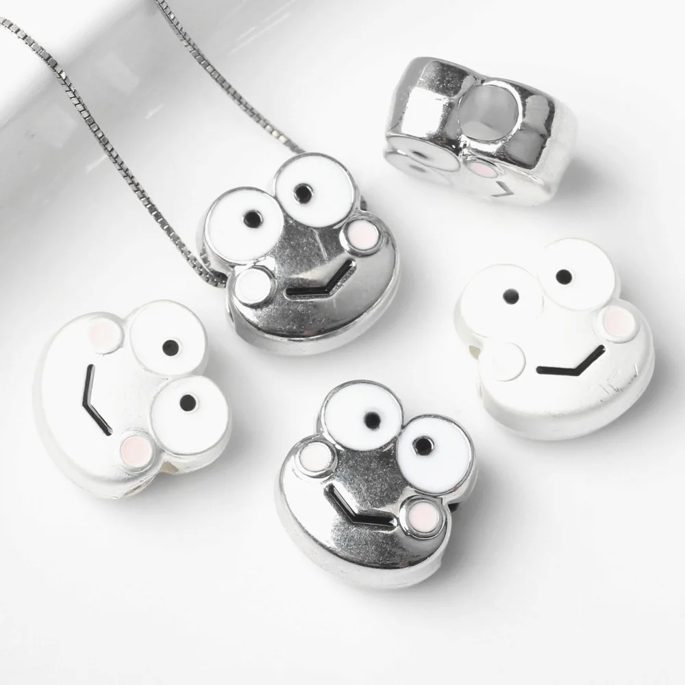 10 Pieces/bag Simplicity Alloy Frog Smiling Face Loose bead DIY Bracelet Necklace Earrings Accessories