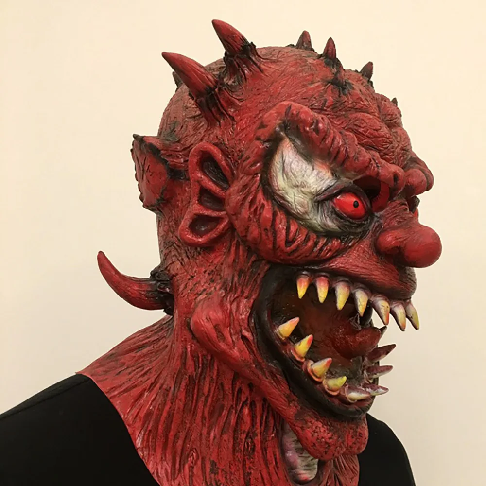 Realistische Latex Rote Teufelsmaske - Horror-Kostümzubehör – Detail 3