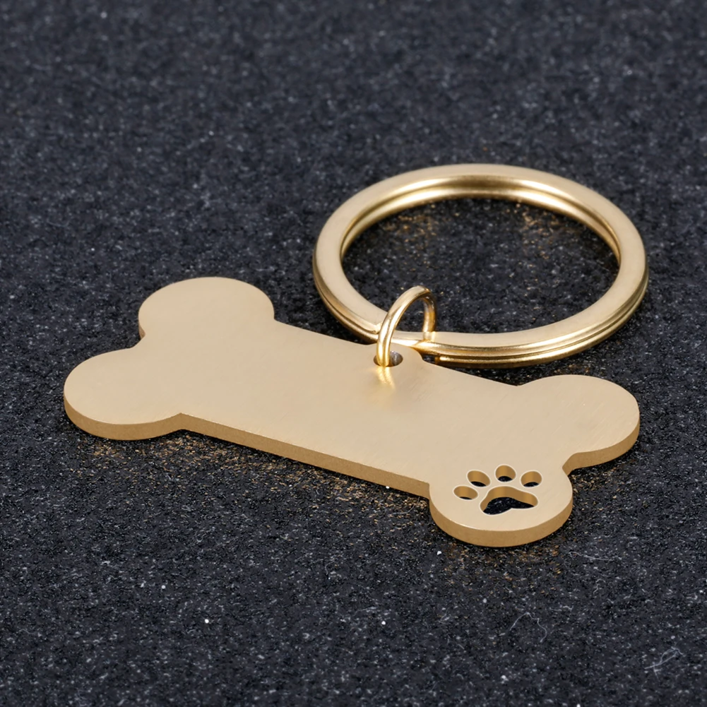 Wholesale 50Pcs Personalized Collar Stainless Bone Pet ID Tag Engraved Pet ID Name Puppy Dog Tag Pendant Bone Pet Accessories