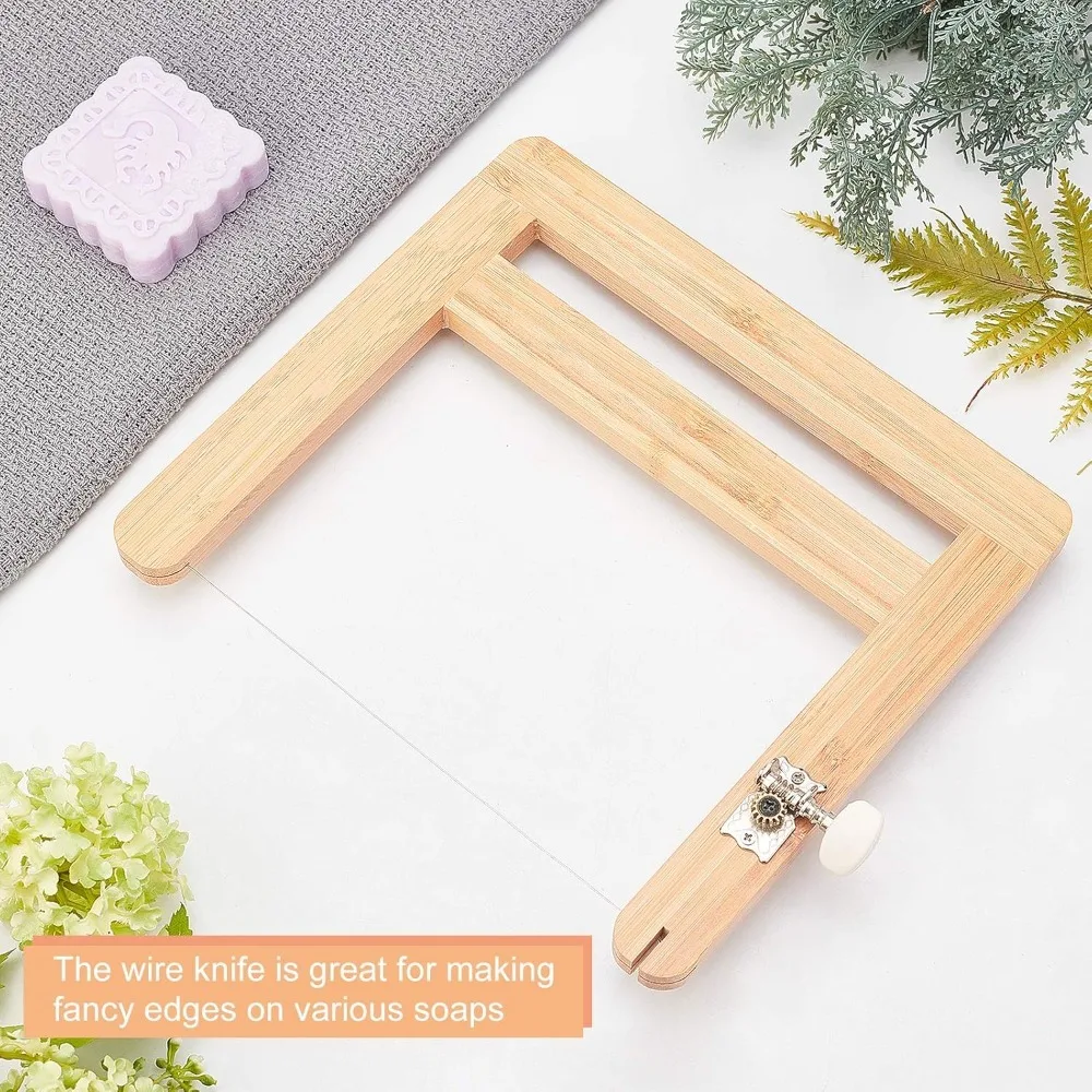 Проволочный бамбуковый резак для мыла, регулируемый антипригарный резак для мыла, режущий инструмент, резак для буханки, проволока с 2 шт. проволокой для мыльной свечи