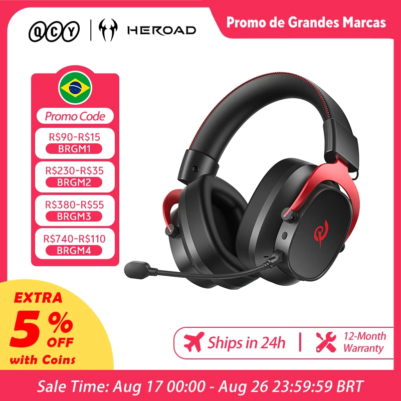 NO BRASIL -  Headset sem fio QCY Heroad VT200 Wireless Gaming   🆘🇧🇷