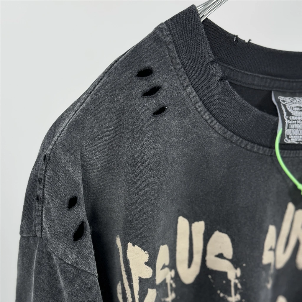 SAINT OF MICHAEL American Style Quality Streetwear Vintage Clothing Tops Loose Oversized Printed Tee 100%Cotton T Shirt Men