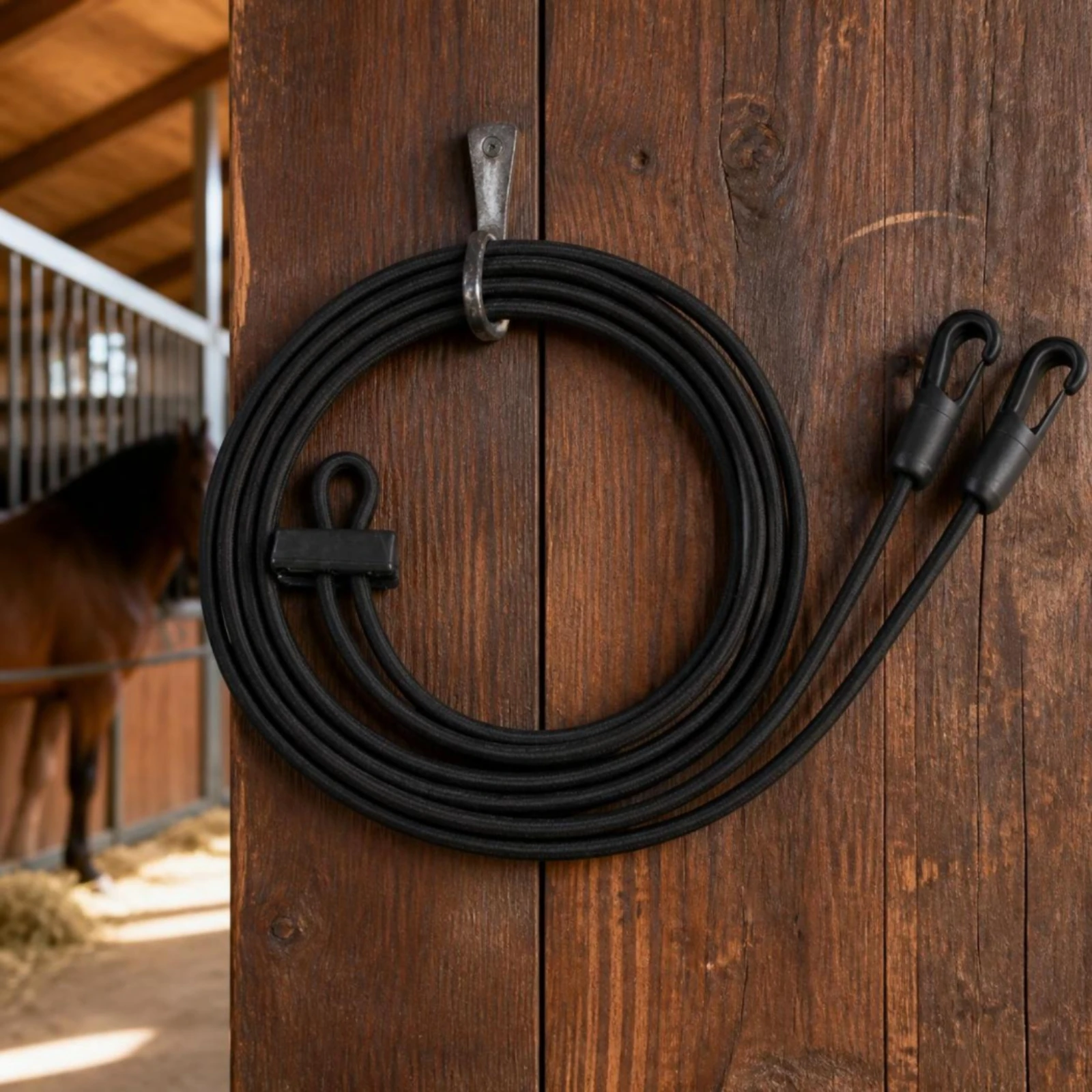 Elastic Side Rein with Snap Hooks Cylindrical Horse Training Strap Horse Side Reins Long-Lasting Tack Forgiving for Equestrians