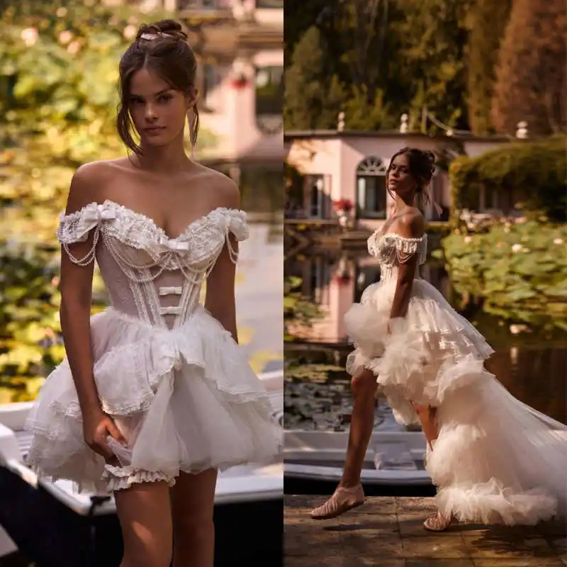 

Elegant Wedding Dress A-Line Lace Off Shoulder Floor-Length Princess Dress Plus Size Deep V-Neck Formal Occasion Customized