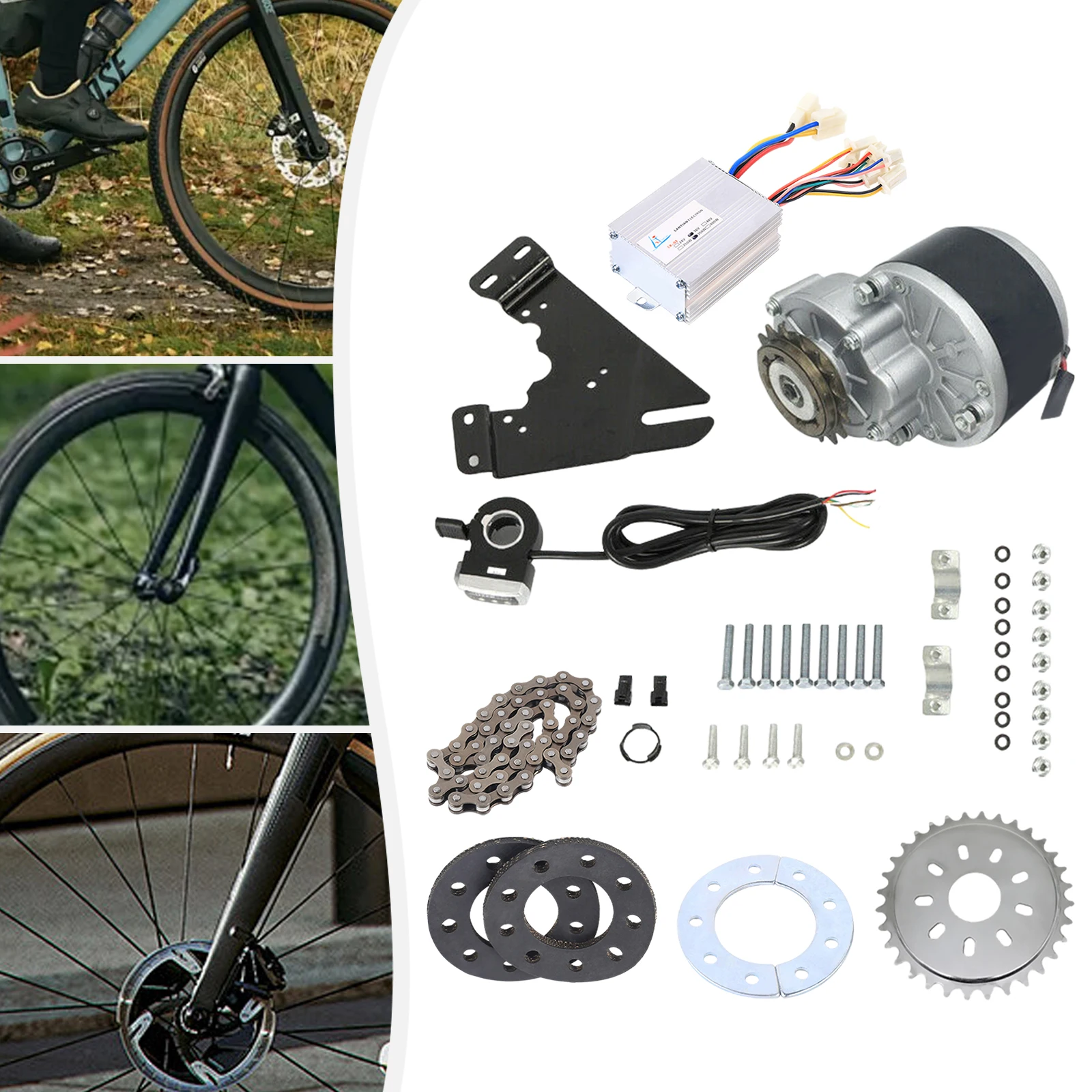 

350W 36V Electric Bike Thumb Throttle Kit Electric Bike Conversion Kit With Chain Thumb Throttle wheel 16 inches to 28 inches