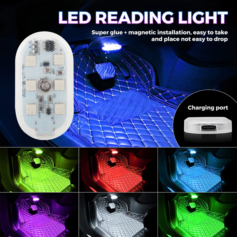 مصباح داخلي LED بمستشعر اتصال USB ، مصباح سقف السيارة ، ضوء القراءة ، ديكورات السيارة ، إضاءة السقف ، 1 *