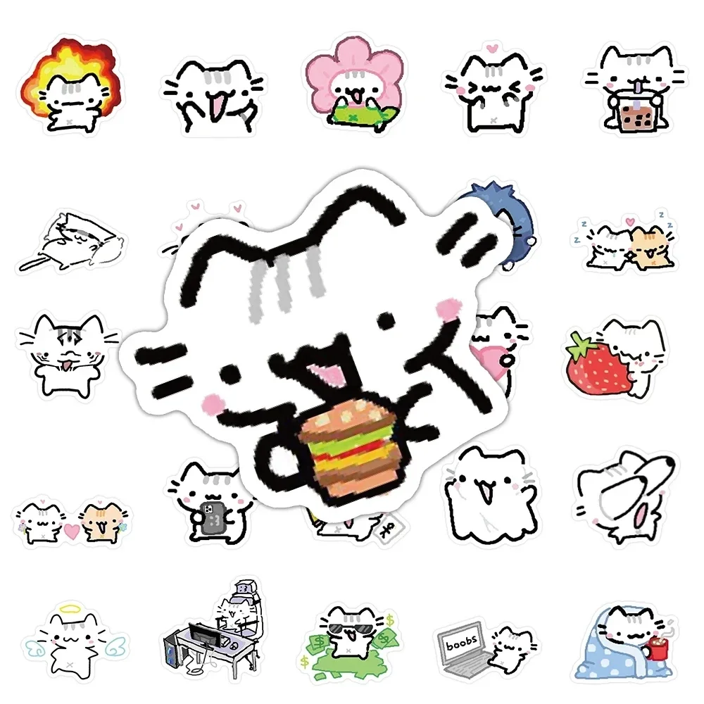 72PCS süße Pokky Katze Aufkleber Kawaii Tier Meme Graffiti Aufkleber Gepäck Laptop Telefon Gitarre Auto Fahrrad Skateboard Aufkleber Geschenke