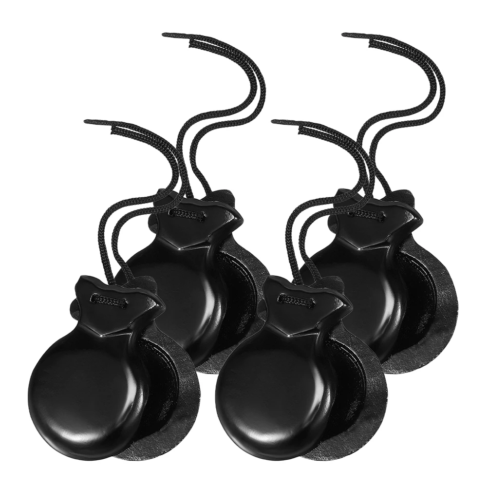 

4 Wooden Castanets Spanish Hand Percussion Finger Musical Black Child