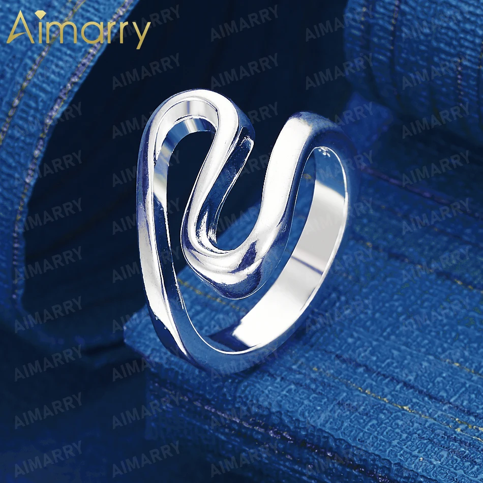 925 Sterling Silver 7-10# Smooth Winding Curve Ring High-quality Fashion Jewelry for Women's Parties and Banquets